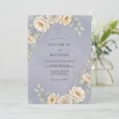 Invitation Mariage Champagne Eucalyptus Feuillage Pervenche (Debout devant)