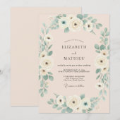 Invitation Mariage Champagne Eucalyptus Mousse de Mer (Devant / Derrière)
