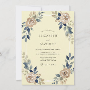 Invitation Mariage Champagne Feuillage Eucalyptus Beurre