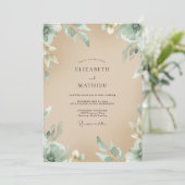 Invitation Mariage Champagne Feuillage Eucalyptus Mousse de M (Debout devant)