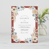 Invitation Mariage Champagne Feuillage Eucalyptus Rouille (Debout devant)