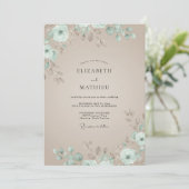 Invitation Mariage Champagne Feuillage Mousse de Mer Eucalypt (Debout devant)