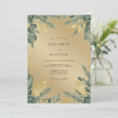 Invitation Mariage Champagne Feuillage Olive Eucalyptus (Debout devant)