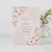 Invitation Mariage Champagne Feuillage Pampas Eucalyptus (Debout devant)