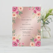 Invitation Mariage Champagne Fuchsia Ranunculus Eucalyptus (Debout devant)
