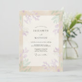 Invitation Mariage Champagne Lilas Feuillage Doux Eucalyptus (Debout devant)