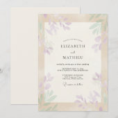 Invitation Mariage Champagne Lilas Feuillage Doux Eucalyptus (Devant / Derrière)