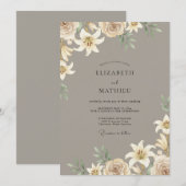 Invitation Mariage Champagne Lily Taupe (Devant / Derrière)
