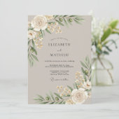 Invitation Mariage Champagne Olive Feuillue (Debout devant)