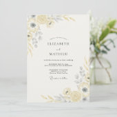 Invitation Mariage Champagne Or Feuillage Eucalyptus Doux (Debout devant)