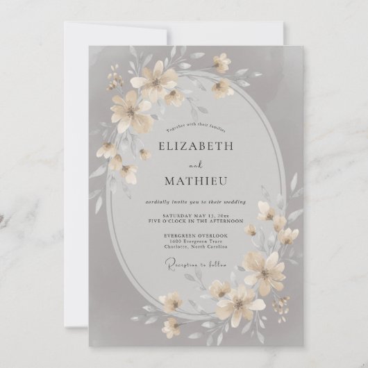 Invitation Mariage Champagne Petal Silver (Devant)