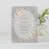 Invitation Mariage Champagne Petal Silver (Debout devant)