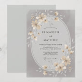 Invitation Mariage Champagne Petal Silver (Devant / Derrière)