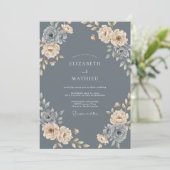 Invitation Mariage Champagne Pétale Ardoise (Debout devant)
