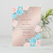 Invitation Mariage Champagne Pétale Céruléen (Debout devant)