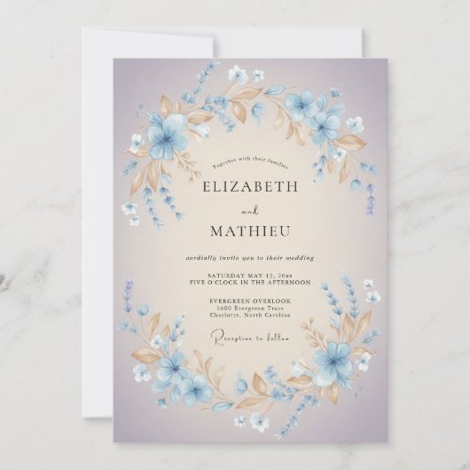 Invitation Mariage Champagne Pétale de Lilas (Devant)