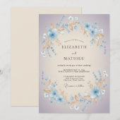 Invitation Mariage Champagne Pétale de Lilas (Devant / Derrière)