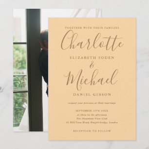 Invitation Mariage Champagne Photo de Script de Signature