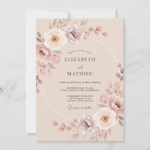 Invitation Mariage Champagne Pivoine Mauve