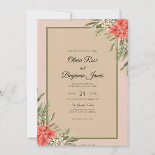 Invitation Mariage Champagne Pivoine Terracotta