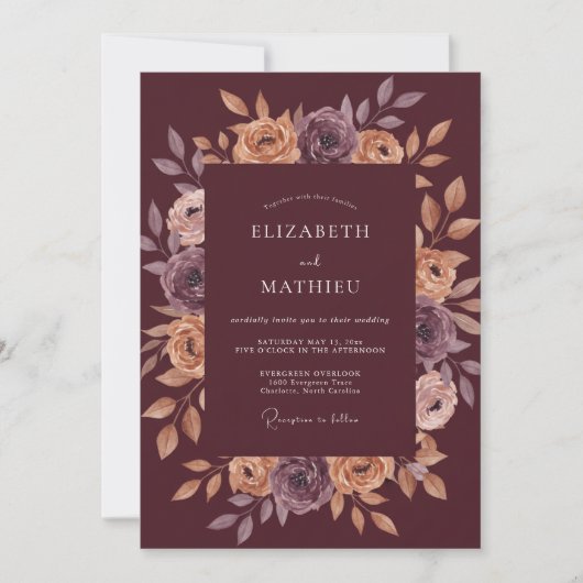 Invitation Mariage Champagne Ranunculus Eucalyptus (Devant)