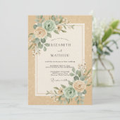 Invitation Mariage Champagne Renoncule Eucalyptus (Debout devant)
