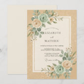 Invitation Mariage Champagne Renoncule Eucalyptus (Devant / Derrière)