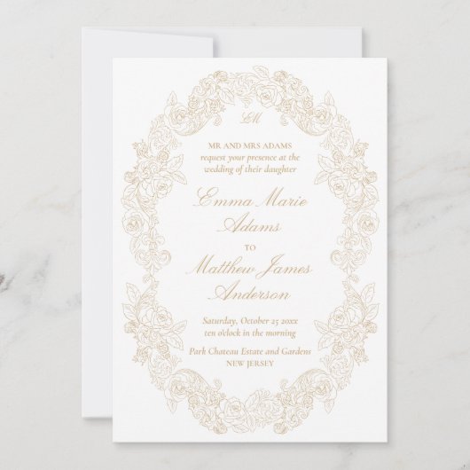 Invitation Mariage Champagne Script Classique Élégant (Devant)