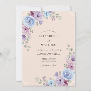 Invitation Mariage Champagne Violet Pivoine