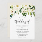 Invitation Mariage Champagne White Fleurs de fleurs (Devant / Derrière)