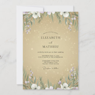 Invitation Mariage Champagner Fleur Sauvage Violette