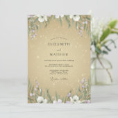 Invitation Mariage Champagner Fleur Sauvage Violette (Debout devant)