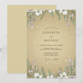 Invitation Mariage Champagner Fleur Sauvage Violette (Devant / Derrière)