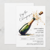 Invitation Mariage Champagnisé de Fiançailles (Devant / Derrière)
