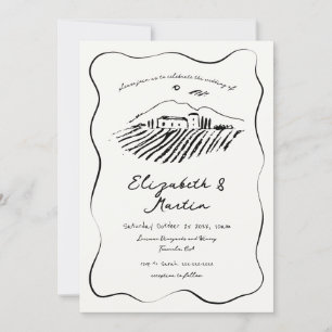 Invitation Mariage Champêtre à la Fronde Ondulée Dessinée à l