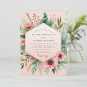 Invitation Mariage Champêtre à l'Aquarelle Rose (Debout devant)