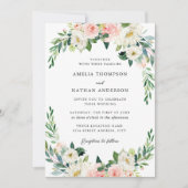 Invitation Mariage Champêtre à l'Arche Florale Rose (Devant)