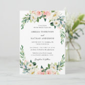 Invitation Mariage Champêtre à l'Arche Florale Rose (Debout devant)