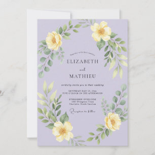 Invitation Mariage Champêtre Aérien Jaune Lavande