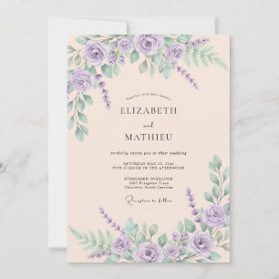 Invitation Mariage champêtre aérien lavande