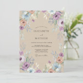 Invitation Mariage Champêtre Améthyste Champagne (Debout devant)