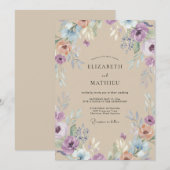 Invitation Mariage Champêtre Améthyste Champagne (Devant / Derrière)