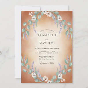 Invitation Mariage Champêtre Artistique en Terracotta