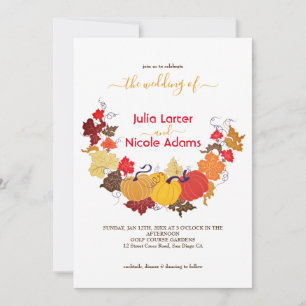 Invitation Mariage champêtre automnal aux fleurs rustiques et