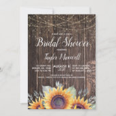 Invitation Mariage champêtre automnal avec tournesols sur boi (Devant)