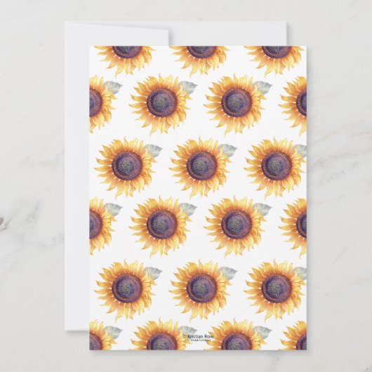 Invitation Mariage champêtre automnal avec tournesols sur boi (Dos)