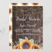 Invitation Mariage champêtre automnal avec tournesols sur boi (Devant / Derrière)