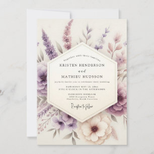 Invitation Mariage Champêtre aux Fleurs de Lavande Pastel