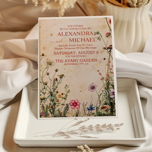 Invitation Mariage Champêtre aux Fleurs Sauvages