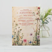 Invitation Mariage Champêtre aux Fleurs Sauvages (Debout devant)